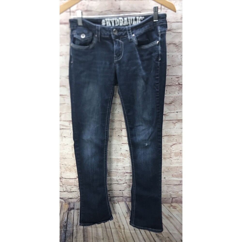 Hydraulic Junior Women's Jeans 5/6 Lola Curvy Embellished Pockets Thrashed